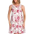 thumbnail image 1 of Balery Rose Flowers Vestidos de verano para mujer con estampado: vestido holgado sin mangas, vestido playero informal y cómodo para días calurosos., 1 of 7
