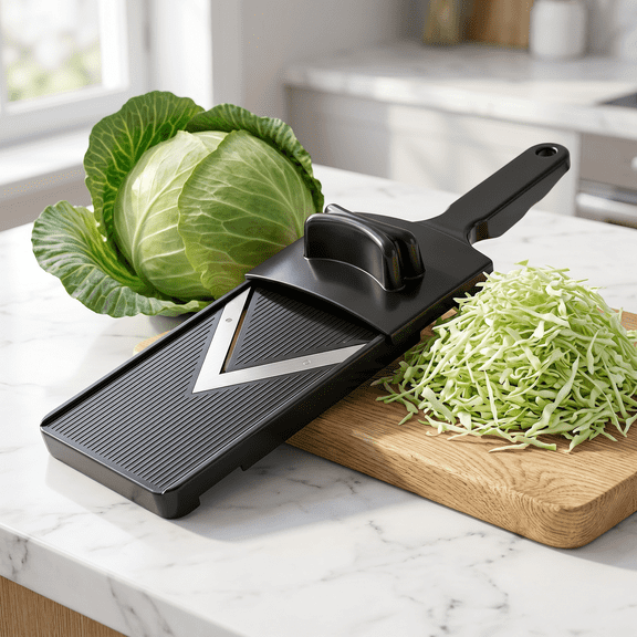 Stainless Steel Cabbage Shredder & Vegetable Slicer – Multifunction Lettuce Shredder with Hand Guard, Heavy Duty Shredding Tool for Onions, Tomatoes, Fruits, Potatoes, Cabbage Slicer