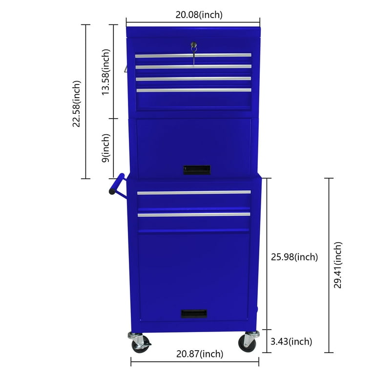 Aukfa Tool Box, 3 in 1 Steel Rolling Tool Chest w/ 6-Drawers