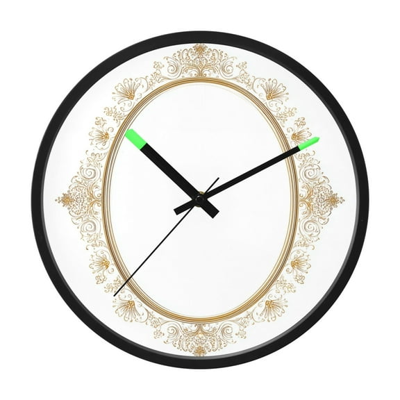 Indoor 12' Voice-Activated Luminous Decoration Wall Clock With LED Night Light Oval Decorative Frame