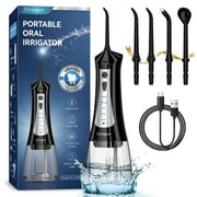 Cordless Water Flosser  Rechargeable Electric Portable Water Flosser for Teeth, Braces, 5 Modes, IPX7 Waterproof, Travel Friendly, 300ml, Black