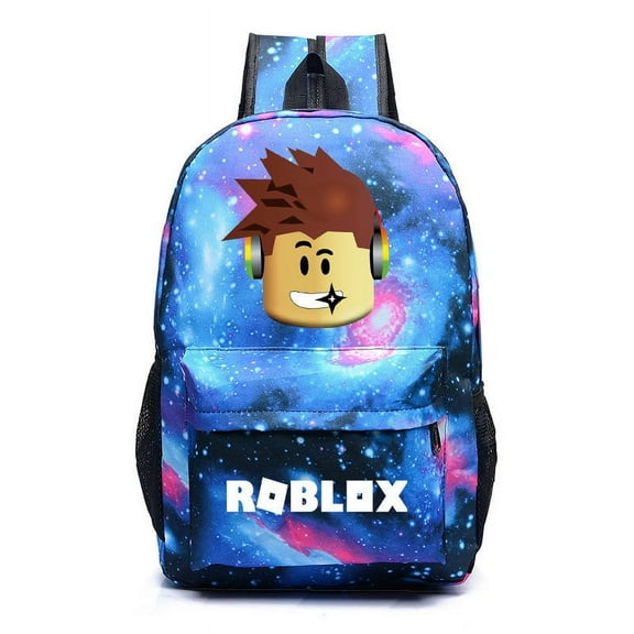 Roblox by Lifemoda Unisex Laptop Backpack Galaxy Print Polyester Travel Bag, Blue