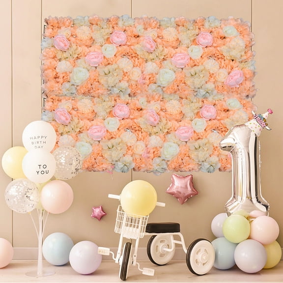 Miumaeov 6pcs Artificial Roses Flower Wall Panels 23.6 x 15.7in 3D Flower Wall Panel Silk Flowers for Wedding Party Backdrop Wall Decor Orange