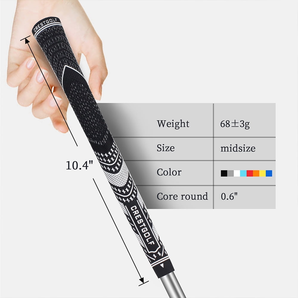 Crestgolf Golf Grips 13 Pack All-Weather Control Thread Technology Rubber Combine with Carbon Yard