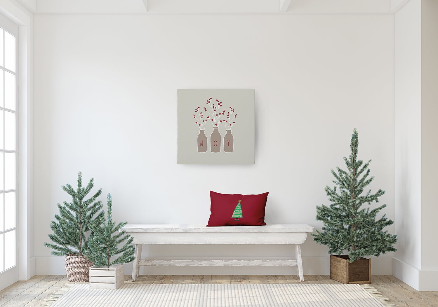 20" x 14" Simply Daisy Cartoon Christmas Tree Polyester Accent Pillow, True Red Qty 1