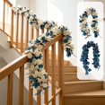 thumbnail image 7 of Tibetan Blue Artificial Maple Leaf Vines, White and Navy Plastic Hanging Fall Leaf Garland, 175cm Long Staircase, Dining Table, Fireplace All Season Decoration, 7 of 7