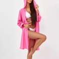 thumbnail image 4 of Women's Long Sleeve Beach Cover Up, UPF Sun Protection Hooded Cardigan, Bikini Cover Shirt for Swimming, Sports and Casual Wear Pink A, 4 of 6