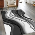 thumbnail image 3 of Black Grey Ombre Large Area Rugs for Bedroom Living Room, Non Slip Carpet Bedside Rug, Moire Modern Aesthetics Geometric Abstract Rectangular Floor Cover Kitchen Accent Rug 4'x6' for Dining/Office, 3 of 9