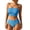 Blue #011, variant on Women's 2 Piece Bikini Set Strapless Swimsuit High Waisted Smocked Bandeau Bathing Suit, L