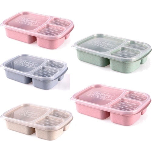 Portable 3 Sizes Plastic Clear Storage Food Lunch Box Pinic Container With Lid