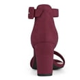 thumbnail image 3 of BLISSFUL STEP Women's Shoes Ankle Strap Block Heel Buckle Open Toe Sandals Burgundy 8.5, 3 of 9