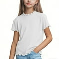 thumbnail image 2 of Ashirexll Shirts for Girls, Summer Tops, Childrens Round Neck Short Sleeve T-Shirt Classic Solid Color Spring Top, 2 of 5