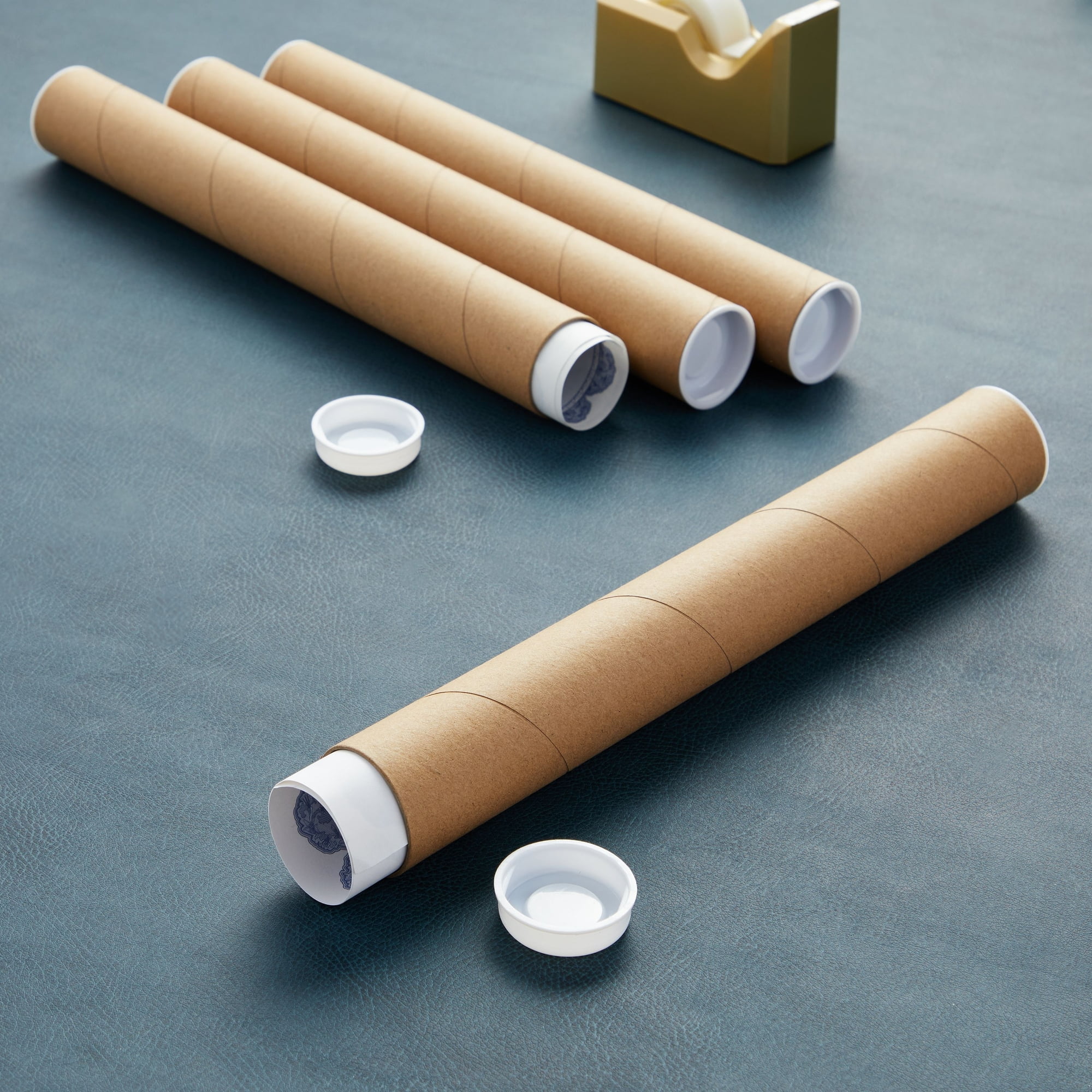 Stockroom Plus 12-Pack Mailing Tubes with Caps, 1.5x12-Inch Kraft Paper Poster Tube for Shipping, Packing, Bulk Round Packaging, Cardboard Mailers