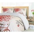 thumbnail image 5 of Ambesonne Valentines Day Duvet Cover Set, Heart Tree Bike, 2-Calking, Cream Vermilion, 5 of 7