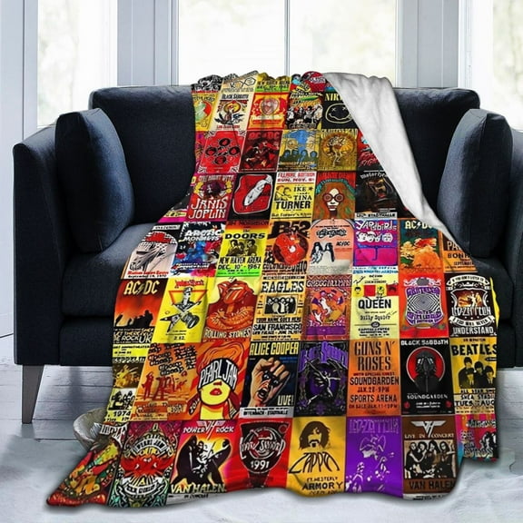 Rock Band Collage Throw Blanket 50"X40" Soft Flannel Lightweight Plush Air Conditioner Quilt Suitable For Sofa,Living Room,Bedroom,Double Bed