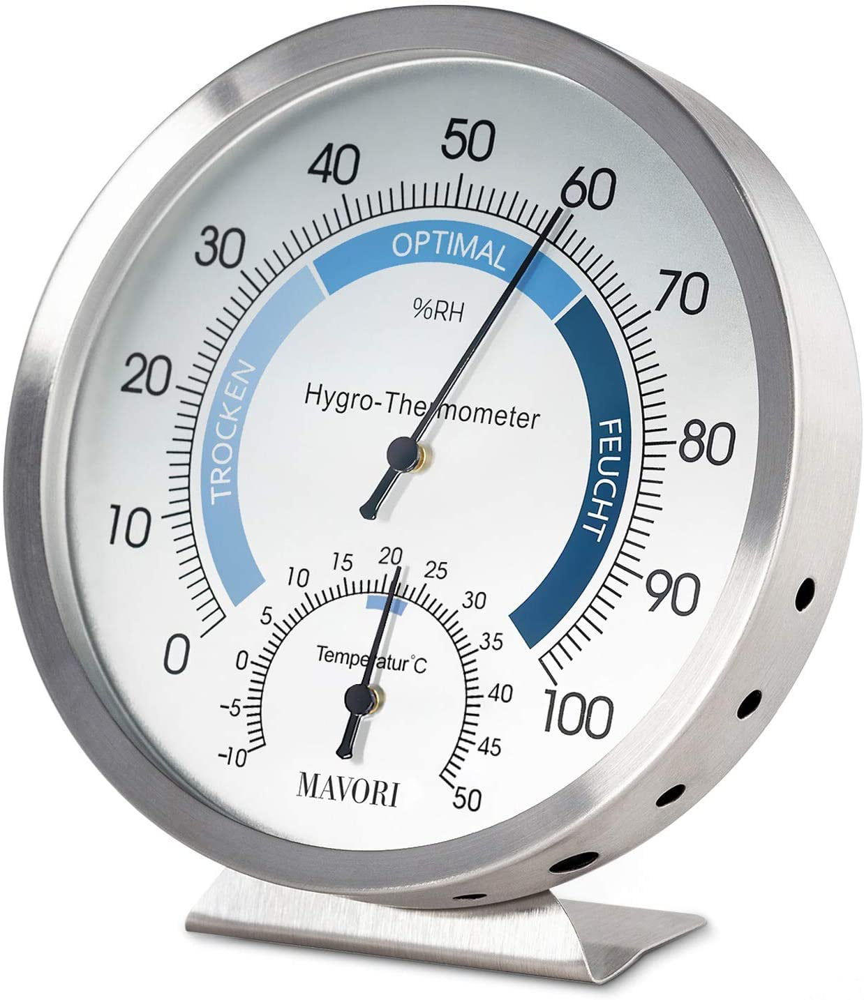 Indoor Analog Hygrometer Thermometer - High Quality Stainless Steel  Humidity Meter and Room Thermometer for Reliable and Comfortable Indoor  Climate