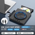 thumbnail image 4 of External DVD Drive, CD Drive Burner DVD Player with USB 3.0 & USB-C Hub and SD Card Reader, Portable DVD CD ROM +/-RW Disk Drive Writer, 4 of 5