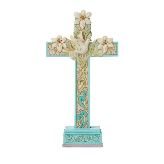 Enesco Jim Shore Heartwood Creek Cross with Lilies and Dove Figurine