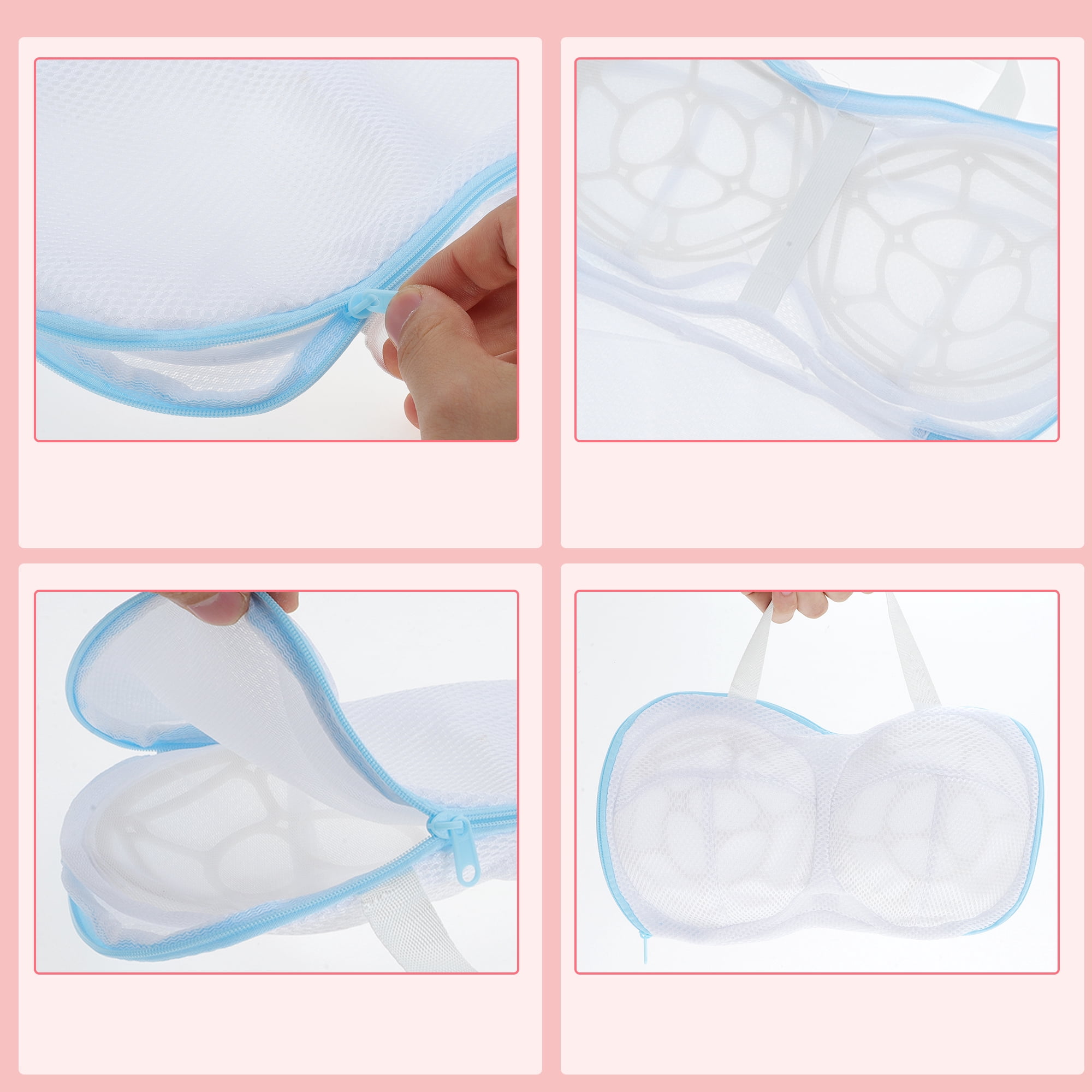 Unique Bargains Mesh Laundry Bags for Delicates with Zipper Closure Blue