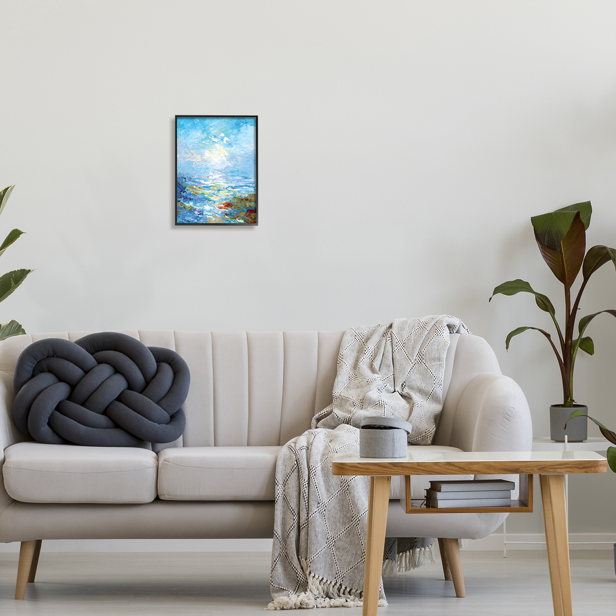 Stupell Industries Abstract Ocean Bliss Blue Landscape Painting Black Framed Art Print Wall Art, 11 x 14