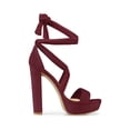 thumbnail image 3 of BLISSFUL STEP Women's Lace Up Platform Block Heel Sandals Burgundy (Size 9.5), 3 of 8