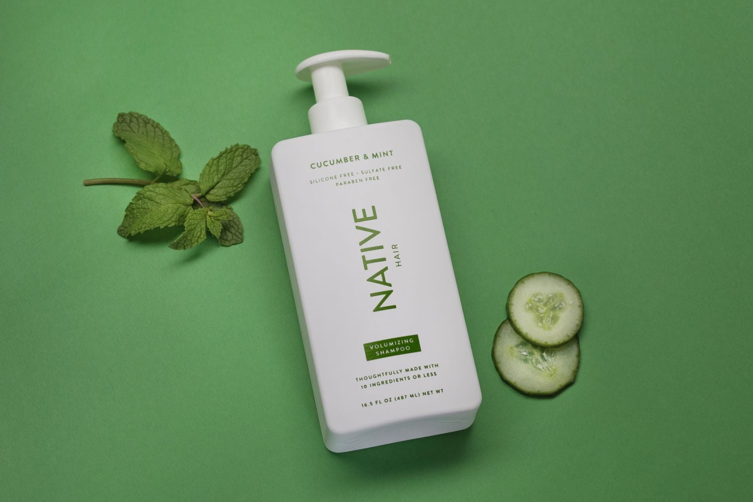 Shampooing volumisant Native Concombre et menthe, sans sulfate, sans parabènes 487 ml