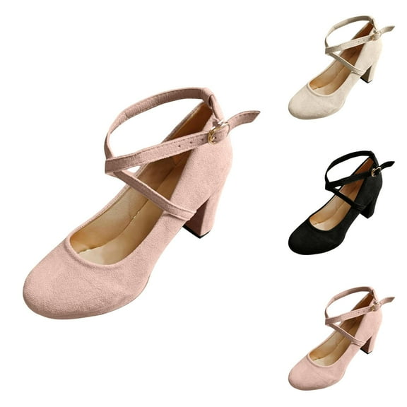 Women's New Foreign Trade Women's Shoes Suede Shallow Mouth High Heels Shoes Shoes Thick Trip With Spring And Fall