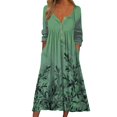 thumbnail image 2 of Robes pour Femmes Mode Décontractée Imprimée Col Boutonné Manches Longues avec Poches Noir L, 2 of 5