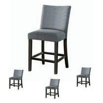 Set of 4 Weathered Finish Counter Height Chair, Upholstered Dining Chairs with Low Back, Decorative Home Furniture (Espresso)