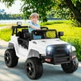 thumbnail image 3 of OLAKIDS Kids Ride On Truck, 12V Electric Vehicle Jeep Car with Remote Control, Toddlers Battery Powered Toy with 2 Speeds, Spring Suspension, Double Open Doors, LED Lights, Music, USB, Mp3 (White), 3 of 10