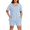 03-Sky Blue, variant on Womens Plus Size Pajama Sets 2 Piece Summer Short Sleeve Tops Shorts with Pockets for Lounge Sleepwear L-4XL