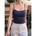 thumbnail image 4 of Women's Sleeveless Cute Cropped Tank Tops Polka Dots Going Out Camisole for Summer Dark Blue M, 4 of 9