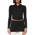 thumbnail image 1 of Sudadera Deportiva de Cuello Alto con Cremallera de un Cuarto para Mujer Negro S, 1 of 9