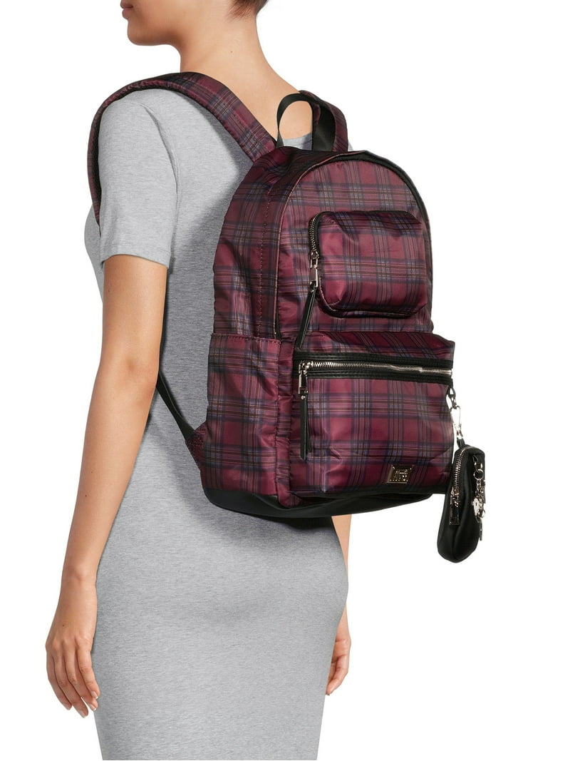 Madden NYC Girls Backpack Burgundy Plaid Polyester with  display picture 2