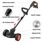G·PEH Electric Weed Wacker, Battery Powered 24V 2000mAh, Cordless Weed Eater Brush Cutter Grass Trimmer Edger Stringless Weed Cutter Lawn Edger Mower