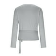 thumbnail image 6 of successthop Cover Ups for Women Top Active Tie Front V Neck Clothes Cropped Long Sleeve Cardigan Solid Knitwear Gray M, 6 of 8