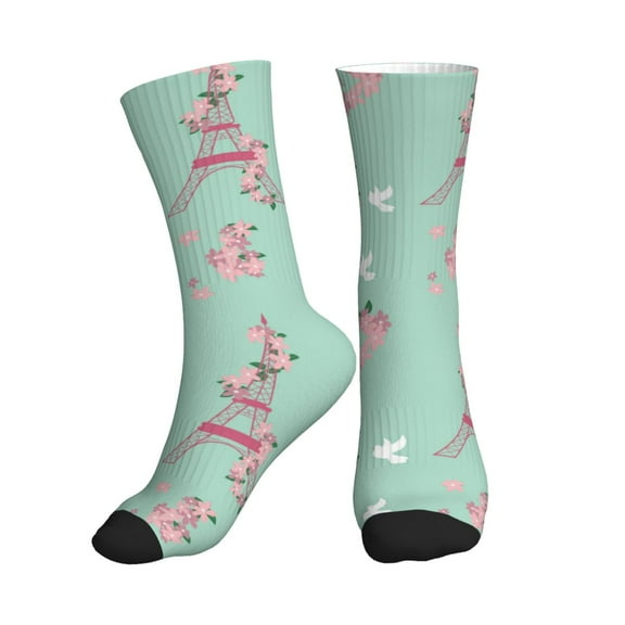 Crew Socks for Women Men Athletic - Eiffel Tower Pigeon Soft Comfort Breathable Mid-Calf Sole Running Socks Womens Men