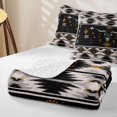 thumbnail image 4 of Erosebridal Southwestern Aztec Bed Spread Queen, Retro Cow Skull Queen Coverlet Set, Black Cream Mustard 3pcs, 1 Quilt and 2 Pillowcases, 4 of 7