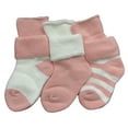 thumbnail image 3 of Lian Style Children's 3 Pairs Combed Cotton Crew Socks Stripes Pink Size0M-6M, 3 of 4