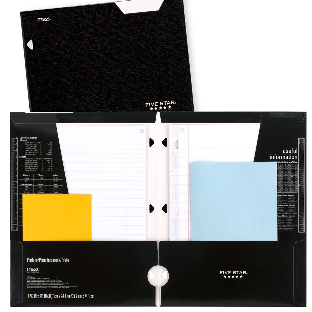 Five Star 4-Pocket Paper Folder, Black (331060C-WMT22) - image 4 of 7