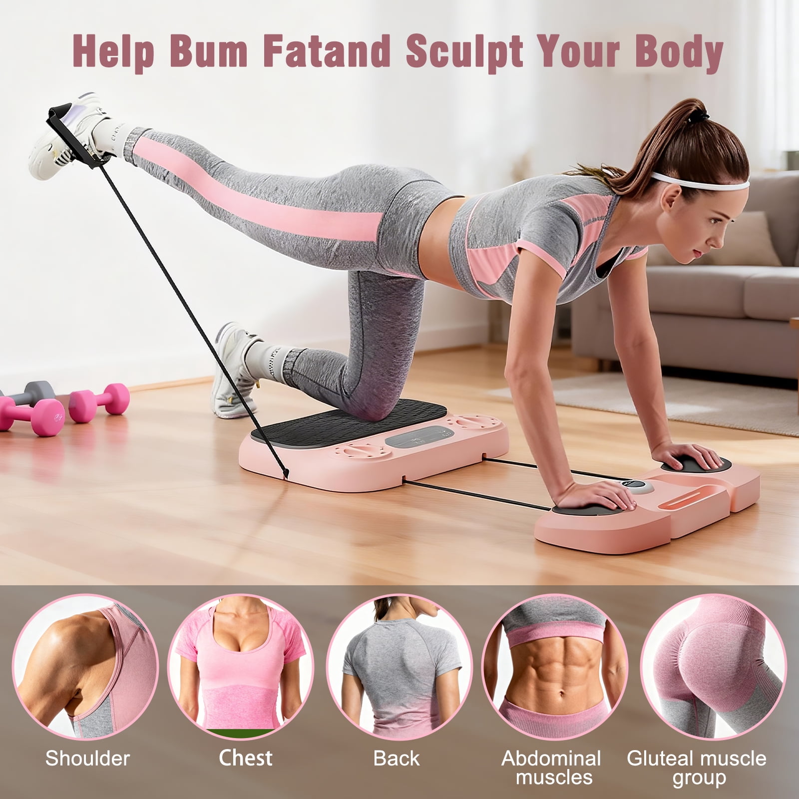 RICAN 6-in-1 Multifunctional Pilates Ab Board with Smart LED Digital Display, 550 lbs Capacity, for Core & Full Body Workout