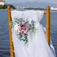 thumbnail image 4 of OUSITAID Wedding Aisle Chair Decorations Blush Ivory Floral Pew Flowers Wedding Flowers with 23.6 Inch Long Ribbon, 4 of 14