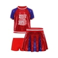 thumbnail image 3 of iixpin Girls Sequins Dance Performance Costume Sparkle Jazz Dance Top with Skirt Shorts Set Dancing Red 110, 3 of 7