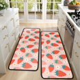 thumbnail image 4 of Kitchen Rugs Sets Of 2,Red Strawberry Plants Fruit Flower Pink Pattern Anti Fatigue Kitchen Mat Rugs Non Slip Washable,Decorative Kitchen Floor Mats for Kitchen,Sink,Laundry,17"x47"+17"x47", 4 of 5