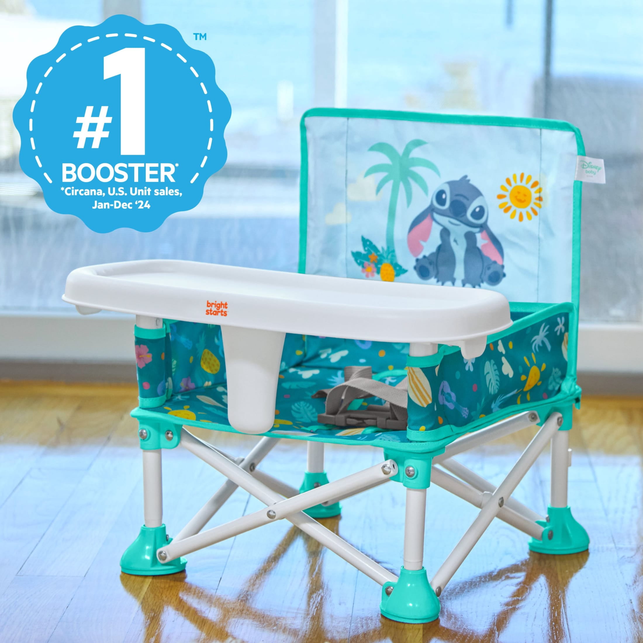 Bright Starts Disney Baby Pop 'N Sit Portable Booster, Stitch, Infant to Toddler