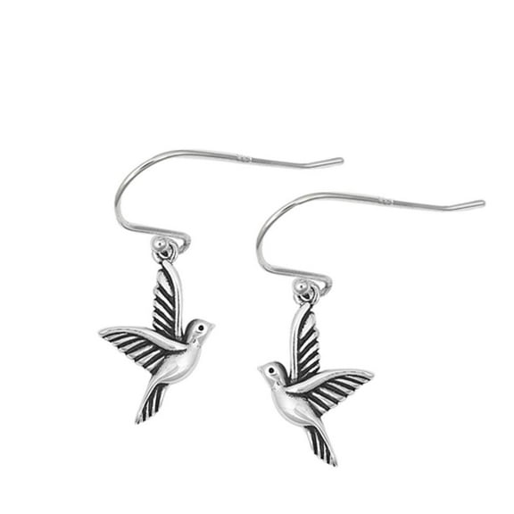 Peace Dove Bird Sterling Silver Hook Dangle High Polished Earrings 925 New Jewelry Female Unisex