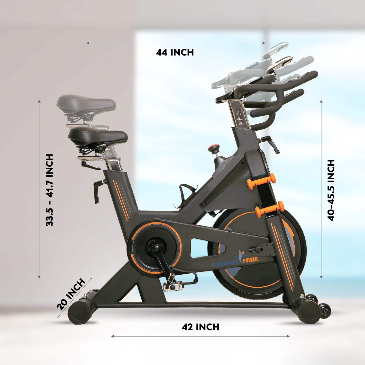 Gymnastics Power indoor exercise bike, commercial Build with magnetic resistance and dumbbells, stationary bike 350 lbs capacity
