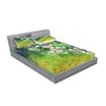 thumbnail image 2 of Ambesonne Japanese Fitted Sheet & Pillow Sham Set, Grass Land Paint, Full, Pink Green, 2 of 2