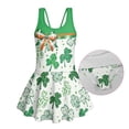 thumbnail image 6 of Uourmeti Girls' One Piece Skirted Swimsuit | Patterned Shamrock Print | Quick Dry Stretch Swim Dress for Beach & Pool Vacations, 6 of 8
