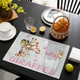 thumbnail image 3 of Giraffes Flowers Placemats Set of 8, A Girl Who Likes Giraffes Elegant Animals Grey Placemats for Dining Table, Place Mats for Kitchen Tabletop, Waterproof Wipeable Dining Table Mats Set, 3 of 9